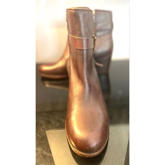 Vintage USA FRYE Women's Brown Leather Biker Boots Size 10B Preowned - Picture 4 of 13